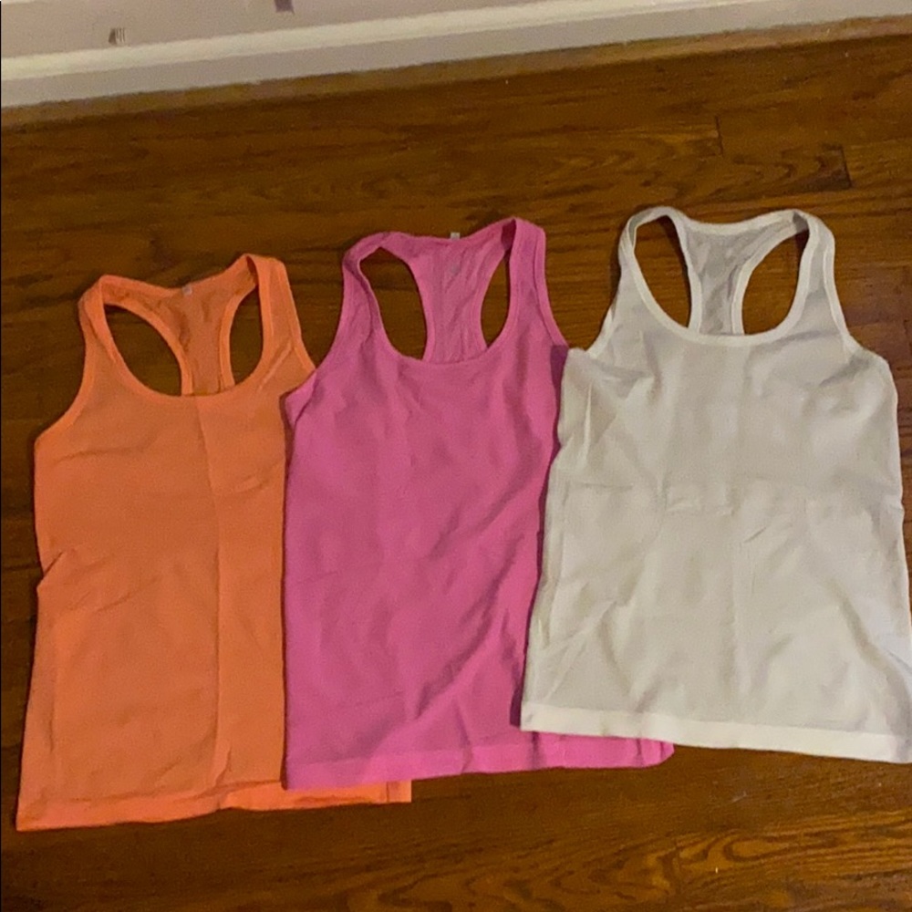 Pack of three lululemon running tops Sz 6